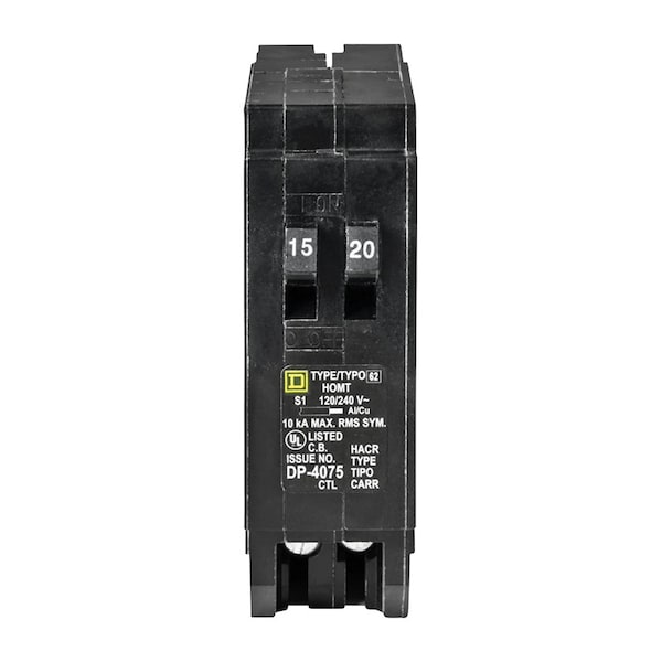 Schneider Electric Miniature Circuit Breaker, HOMT Series, 15 to 20A, 1 Pole, 120/240V AC, 10kA HOMT1520CP - main